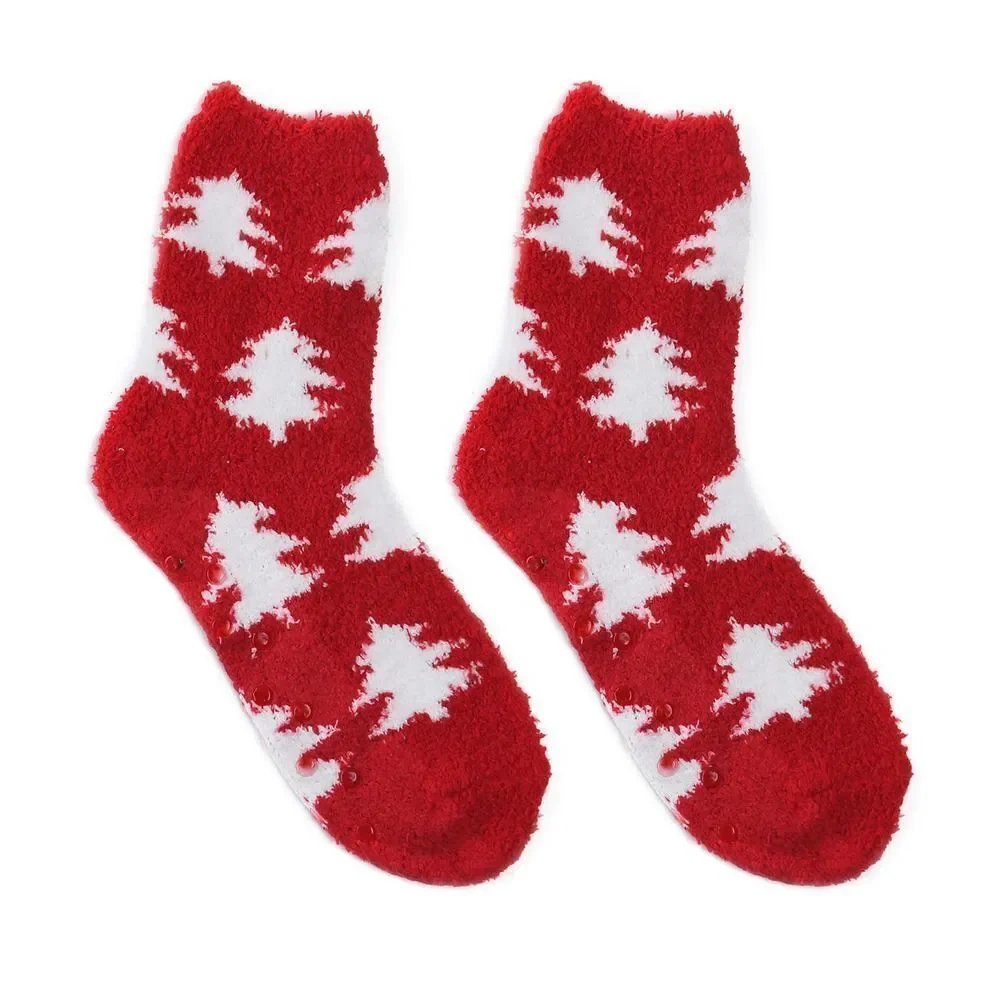 Woven Pattern Jacquard Super Soft & Warm Plush Non-Slip Socks